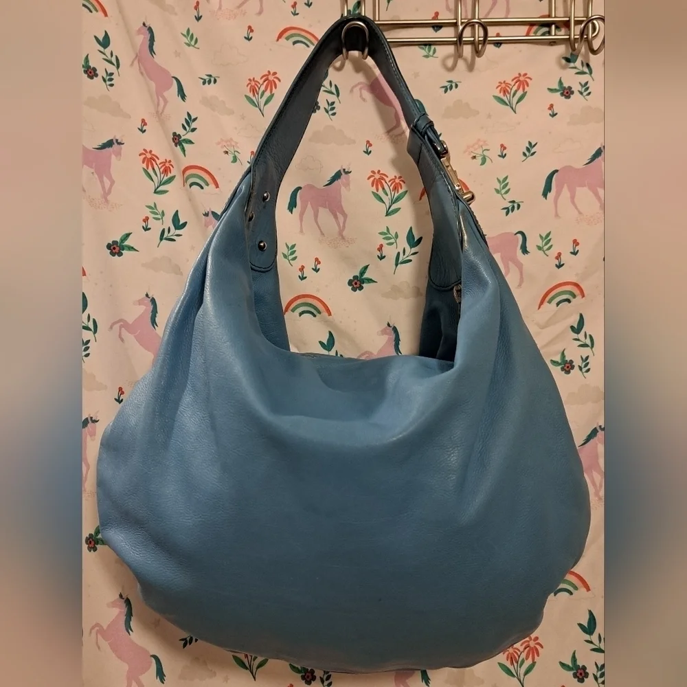 Y2K Marc Jacobs Aqua Leather Hobo Boho Streetwear Casual Everyday Purse Bag